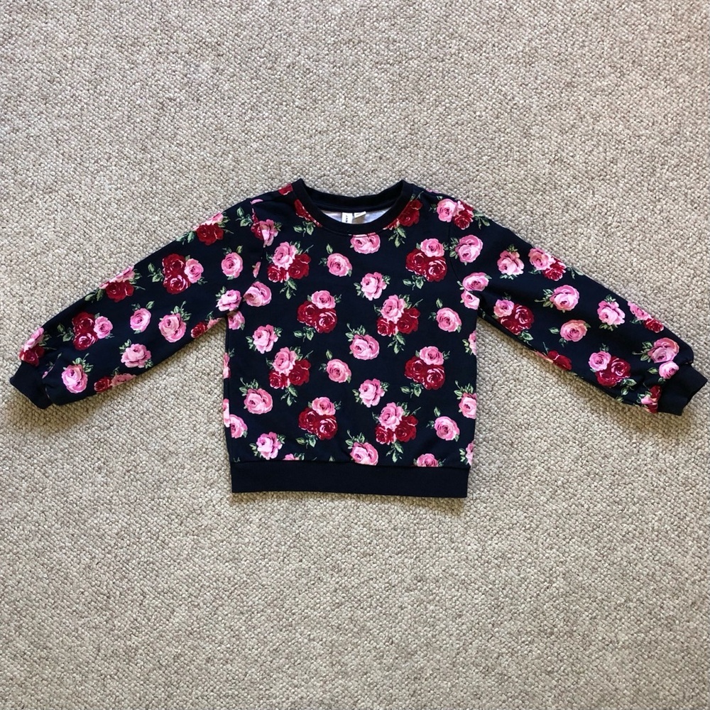 Janie and Jack Girl’s Navy Rose Sweatshirt - Picture 2 of 7